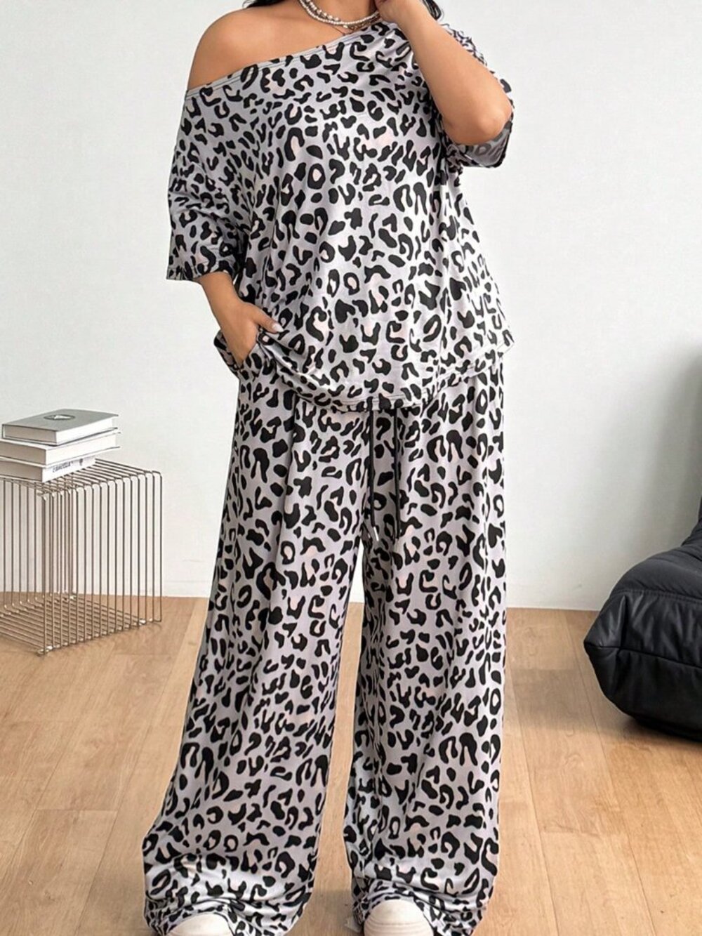 Multicolor Casual Women's Top & Loose Wide Leg Set
